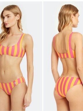 Solid & Striped NWT Elle bikini set, Fuschia/Marigold,